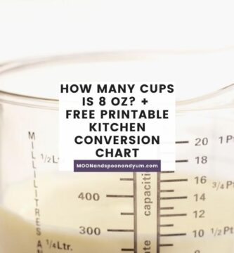 How Many Cups is 8 oz? + FREE Printable Kitchen Conversion Chart 1 Pinterest Pin Templates Moon and Spoon and Yum 1200 x 1200 px 1200 x 630 px 6 1