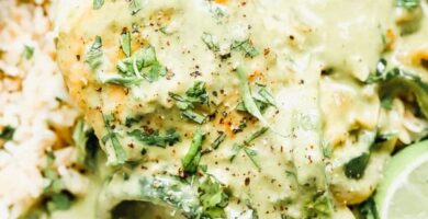 Creamy Poblano Chicken with Cilantro Rice Pilaf 5 1