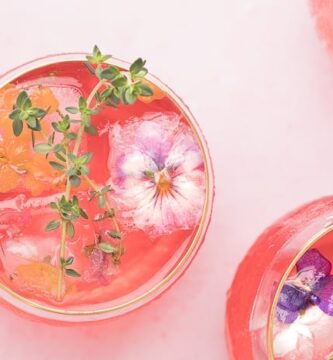 Pink Lemonade Cocktail - A Traditional Twist 3 Edible Flower Ice Cubes 8