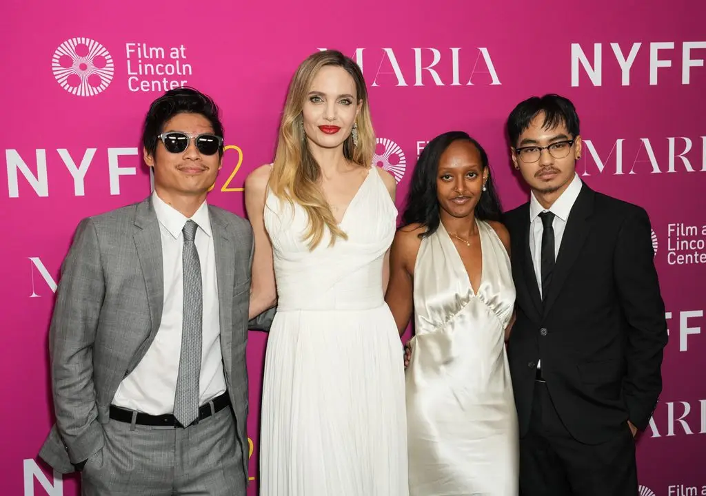 The actress walked the red carpet at Alice Tully Hall at Lincoln Center alongside her daughter Zahara, 19, and sons Maddox, 23, and Pax, 20.
