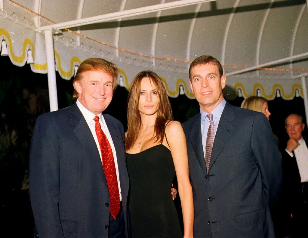 Donald and Melania have a long association with the British royal family, as seen here with then-Prince Andrew at Mar-a-Lago