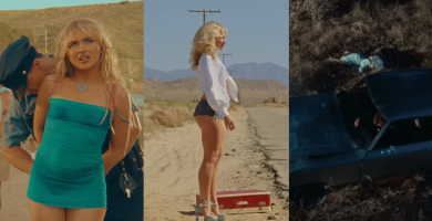 Sabrina Carpenter in the "Espresso" "Manchild" and "Tears" music videos.