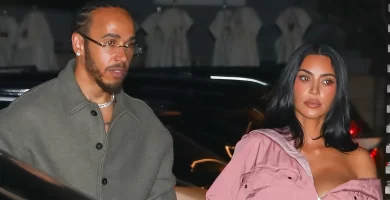 Kim Kardashian and Lewis Hamilton step out for a romantic evening at Nobu