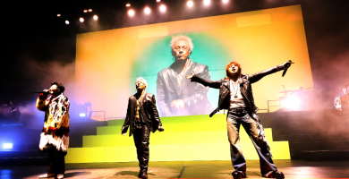 G-Dragon, Taeyang, and Daesung of BigBang peform at the 2026 Coachella Valley Music And Arts Festival on April 12, 2026.