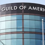 The Writers Guild of America West headquarters is viewed on September 25, 2023 in Los Angeles, California.