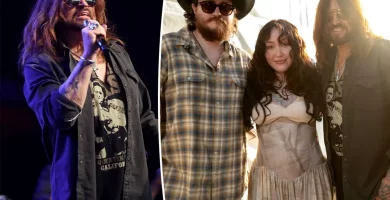 Billy Ray Cyrus, Noah and Braison Cyrus perform at Stagecoach