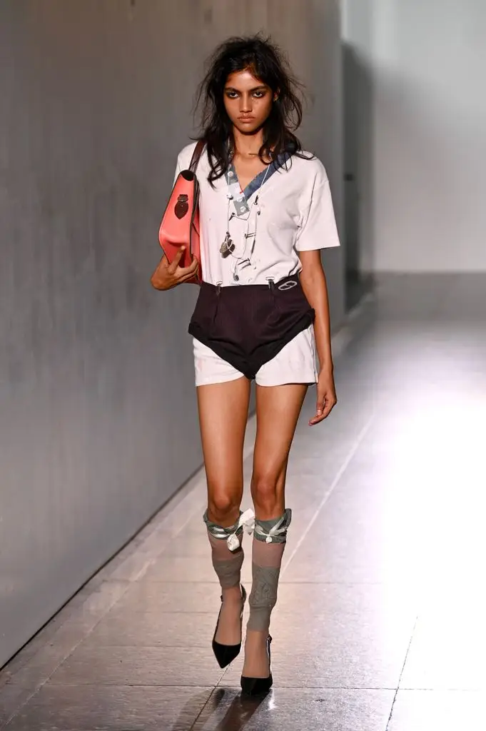 A model walks the runway at the Fashion East show during London Fashion Week September 2025