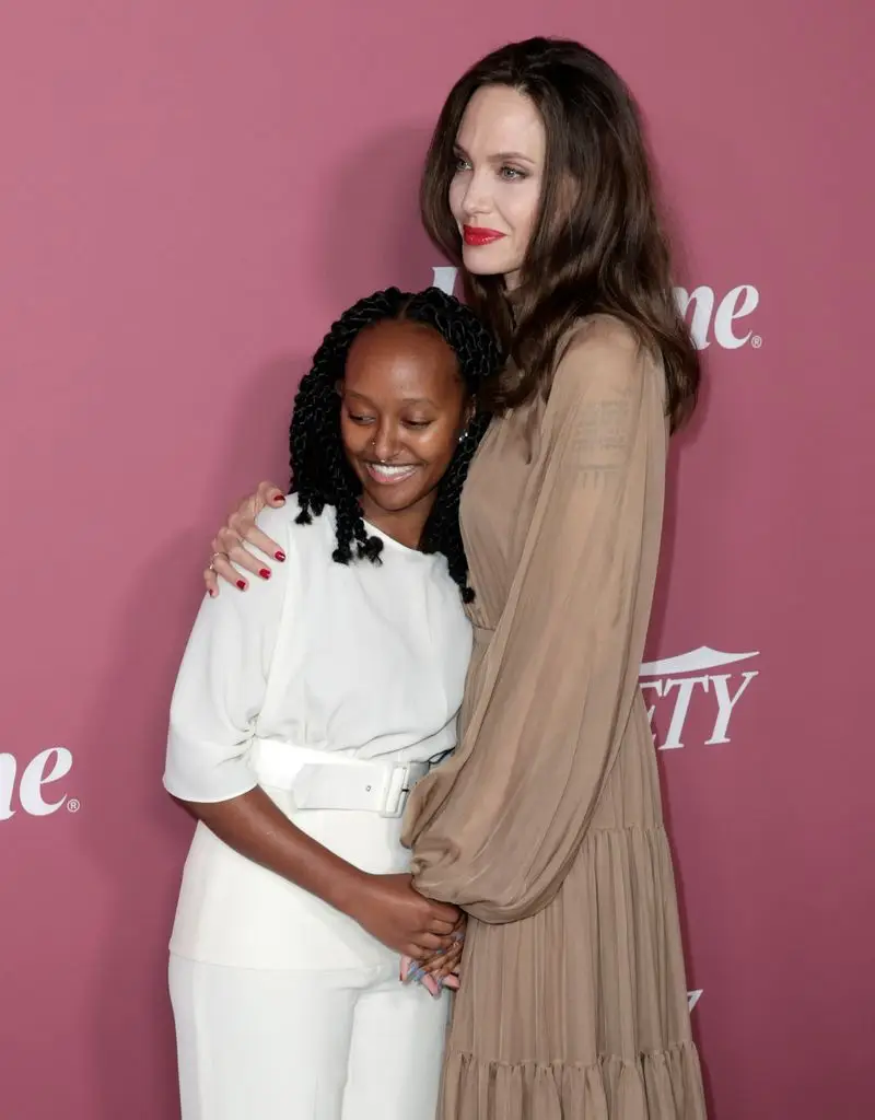 Zahara Jolie-Pitt and Angelina Jolie attend Variety's Power Of Women at Wallis Annenberg Center for the Performing Arts on September 30, 2021 in Beverly Hills, California