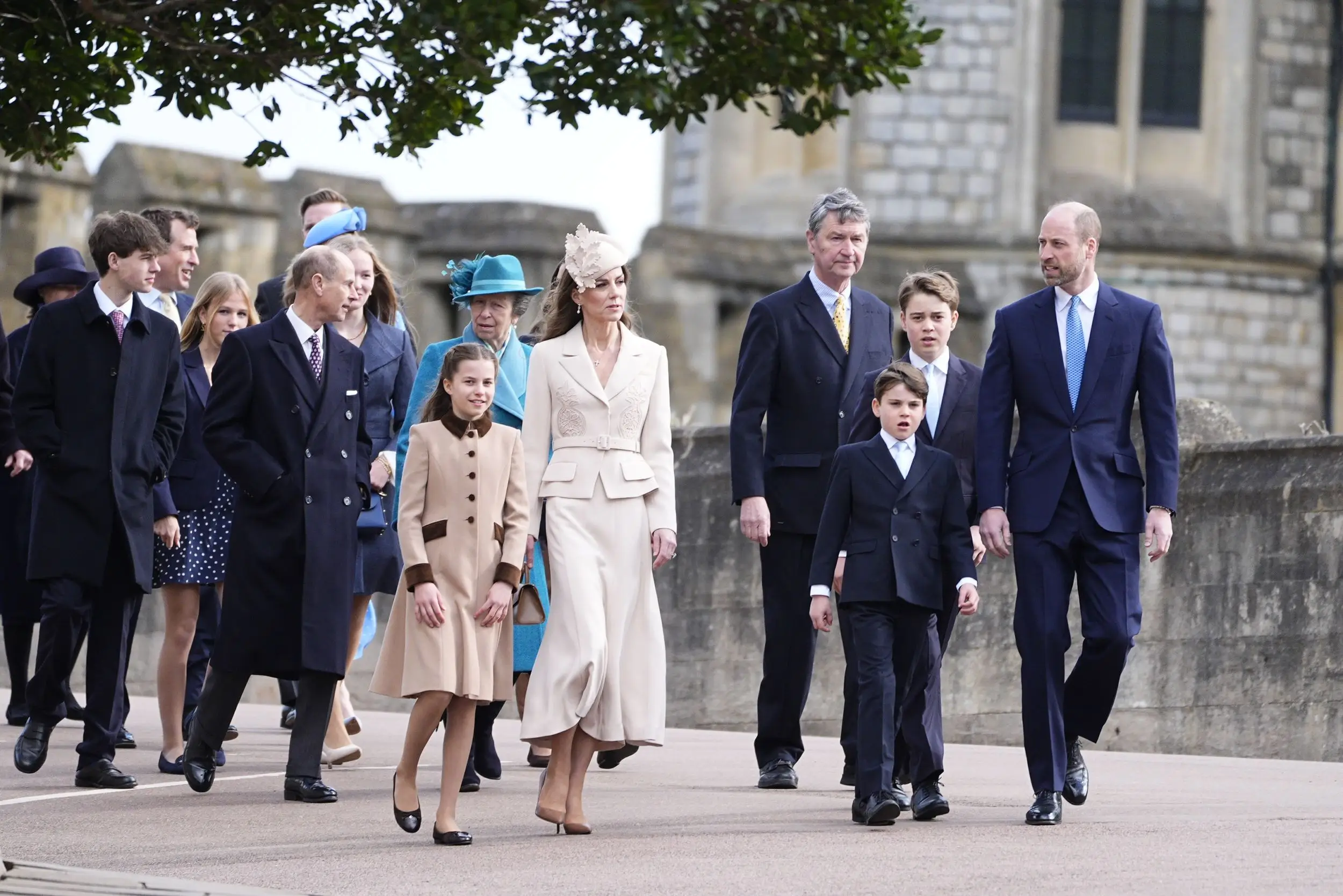 Prince George, Princess Charlotte and Prince Louis are "rising royal stars" and the "crown jewels" of the royal household. 3 The Prince and Princess of Wales arrive with their children, Prince George, Princess Charlotte and Prince Louis arrive with other members of the royal family to attend the Easter service at St George's Chapel, Windsor Castle, Berkshire.