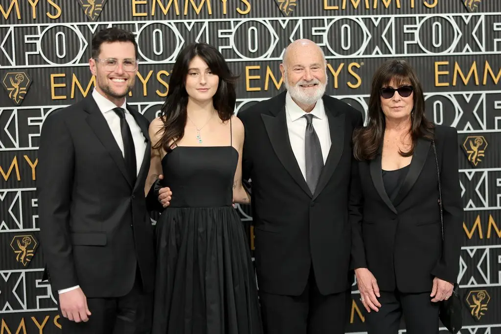 Jake Reiner, Romy Reiner, Rob Reiner and Michele Reiner attend the 75th Primetime Emmy Awards at the Peacock Theater on January 15, 2024. 