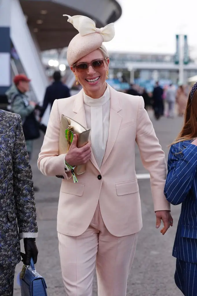 A photo of Zara Tindall wearing a pink suit