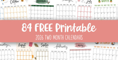 Printable 2026 Two Month Calendars Feature Image