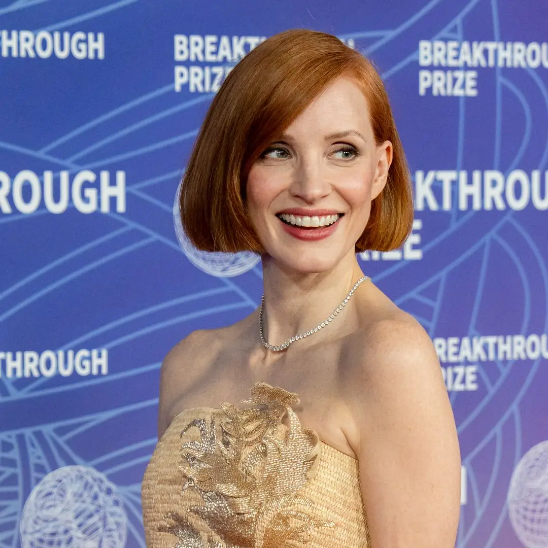 Jessica Chastain arrives at the 12th Annual Breakthrough Awards at Barker Hangar on April 18, 2026 in Santa Monica, California.