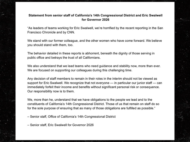 statement from Eric Swalwell x