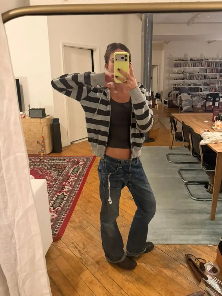 Ruby Lyn Mirror Selfie Jeans and Striped Cardigan