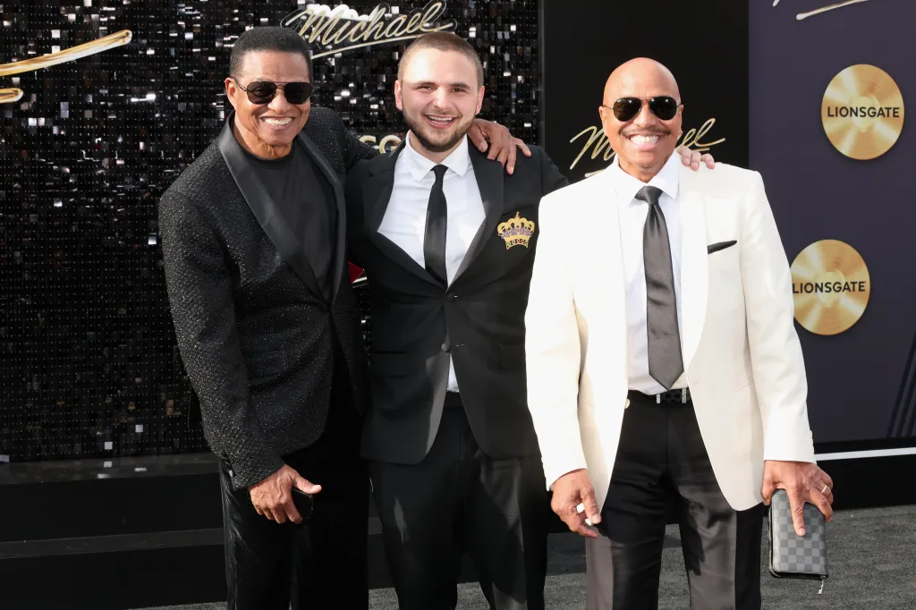 Jackie Jackson, Prince Jackson and Marlon Jackson attend the "Michael" first
