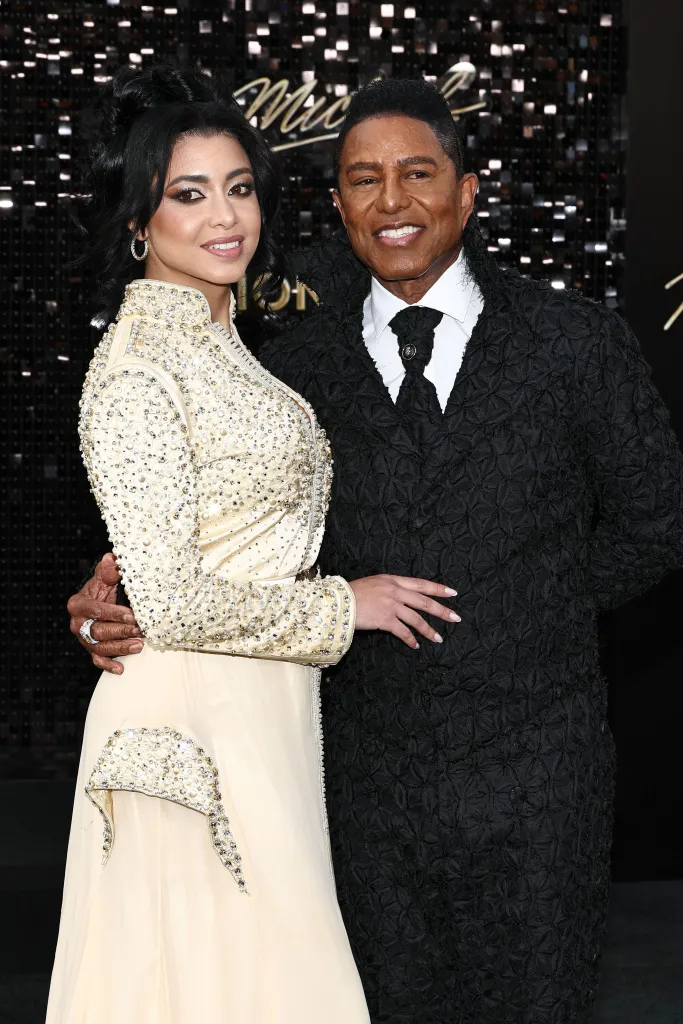 Maday Velazquez and Jermaine Jackson attend the "Michael" first