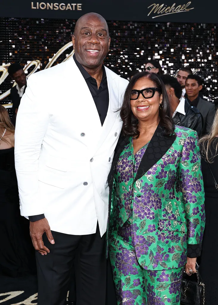 Magic Johnson and Cookie Johnson attend the "Michael" first