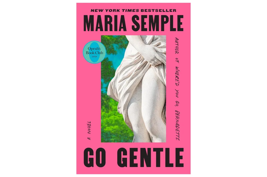 Book cover for "Take it easy" by Maria Semple, depicting a classical statue against a bright green and blue background, with "Oprah's Book Club 2026" seal.