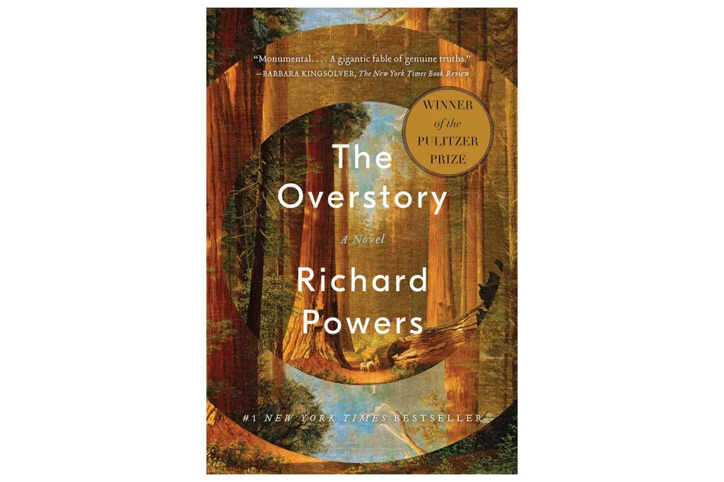 Book cover for "General history" by Richard Powers, featuring a forest scene with giant trees.