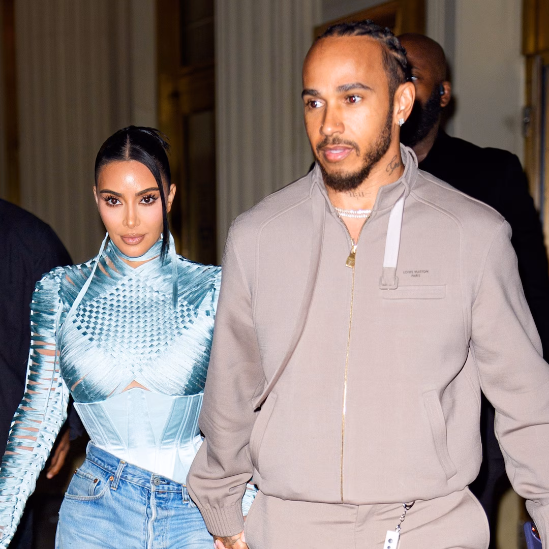 Kim Kardashian and Lewis Hamilton hold hands during date night