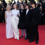 Gillian Anderson wore big bouncy curls and two Miu Miu looks in Cannes