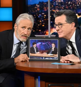 The Legacy of Stephen Colbert's 'Late Present' Is Its Sincerity: Critics' Views 2 The Late Show with Stephen Colbert and guest Jon Stewart during Tuesday’s May 19, 2026 show.