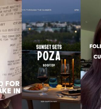 Two photos from Jessica Love Sushi's Instagram Reel explaining the cake cutting fees and another from Poza Restaurant's Instagram