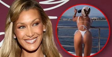 Bella Hadid Wears Tiny White String Swimsuits for Yacht Day in Cannes