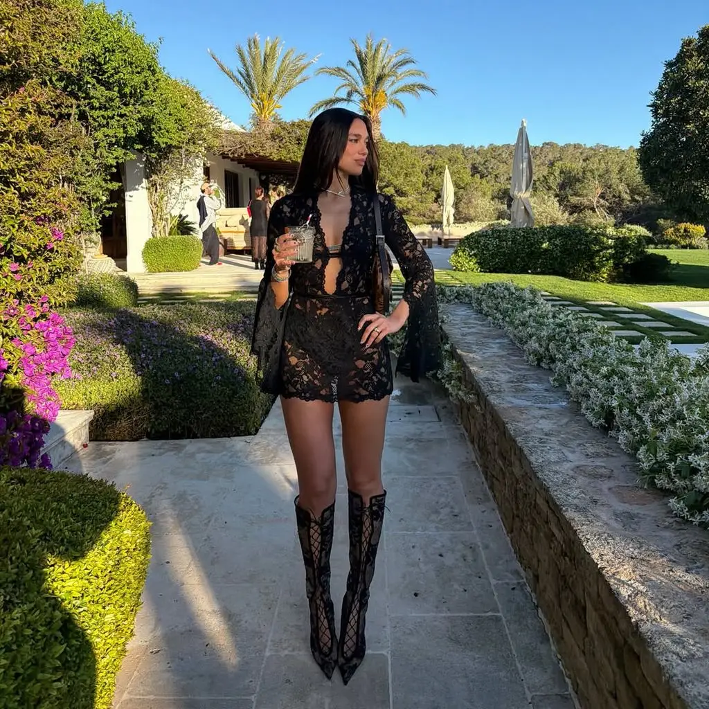 Dua Lipa Flaunts Breathtaking Physique in Steamy Bikini 3 black lace dress dua lipa