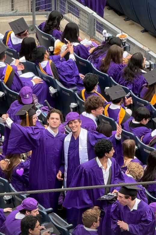 Goldie Hawn's Good-looking Grandson Ryder Kisses His Longtime Girlfriend in Candy New Commencement Photographs 2 Photo shared by Piper Lacy, the girlfriend of Kate Hudson's son Ryder Robinson, during his NYU commencement ceremony on May 14, 2026.