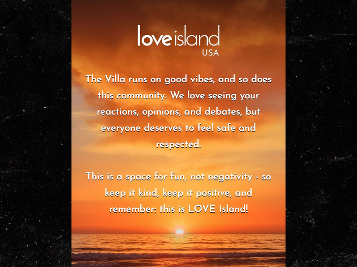 statement under Love Island insta