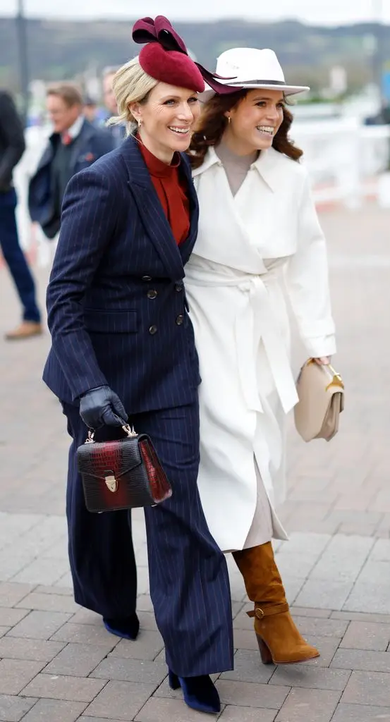 Zara Tindall 'persuaded' cousin Princess Eugenie to share being pregnant information with King Charles - report 1 Zara Tindall and Princess Eugenie Cheltenham