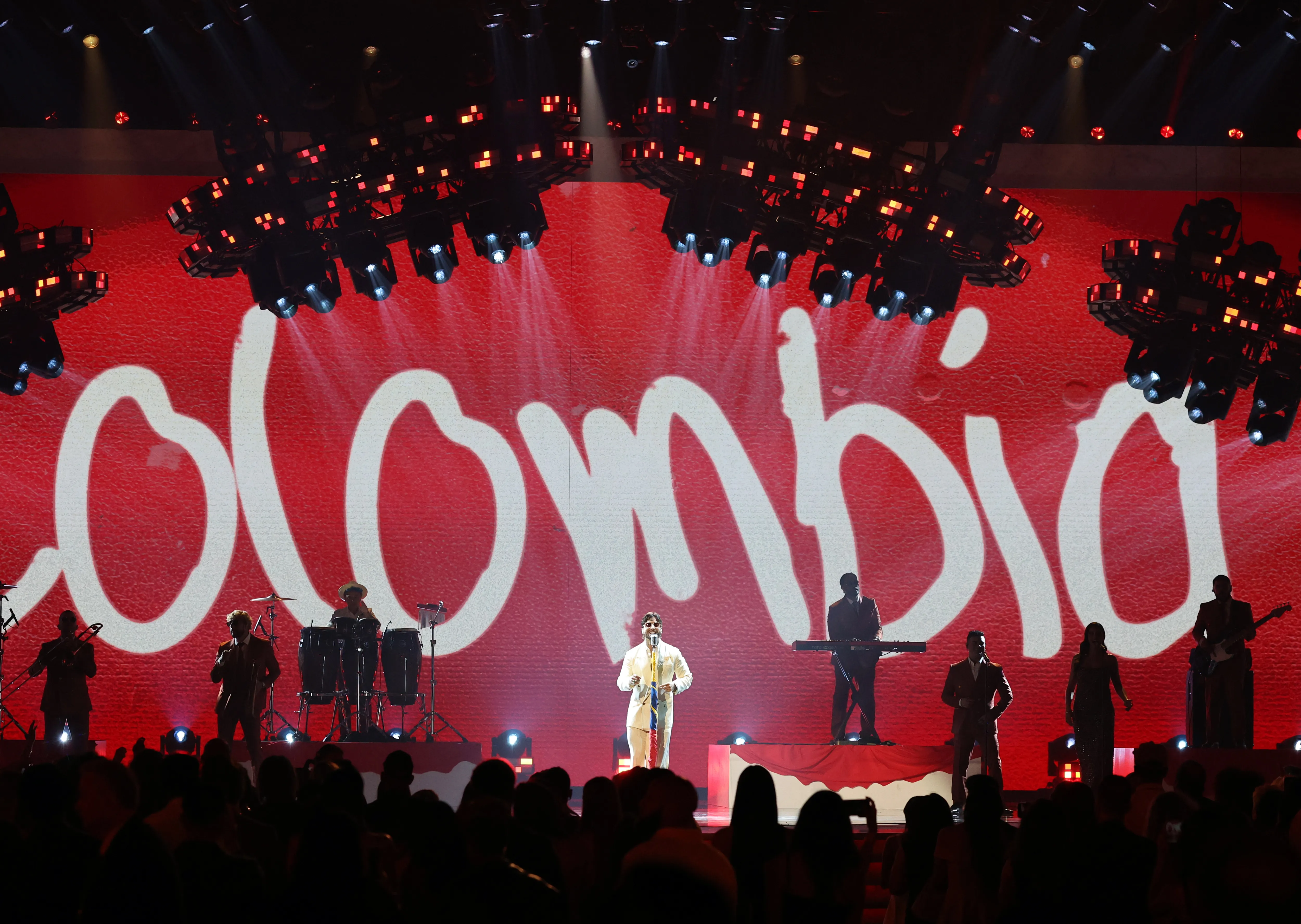 Maluma performs on stage at the American Music Awards