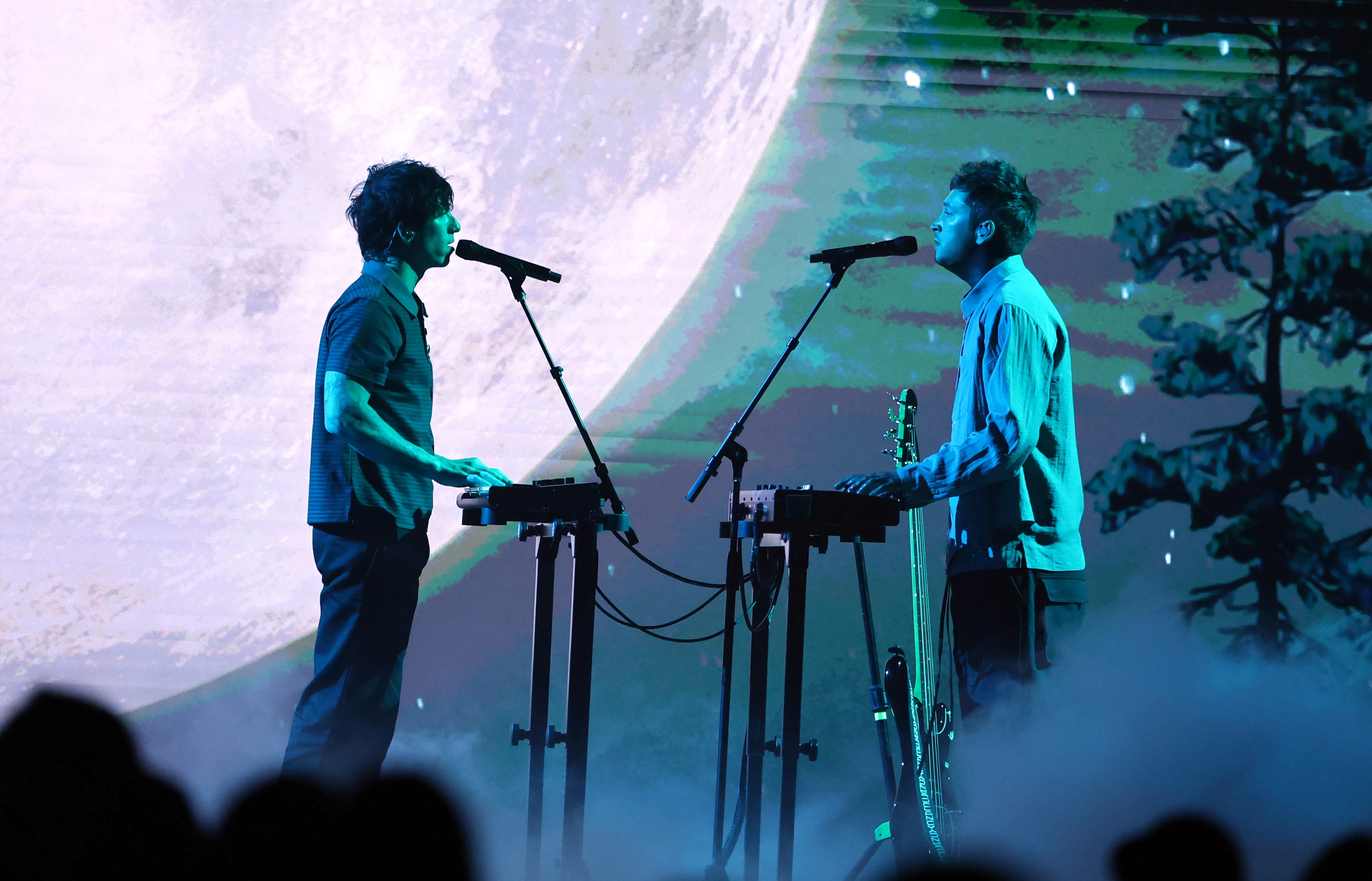 Josh Dun and Tyler Joseph of Twenty One Pilots perform onstage at the 52nd American Music Awards
