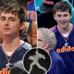 Discover Timothée Chalamet’s “Marty Supreme” necklace for the Knicks NBA Finals game