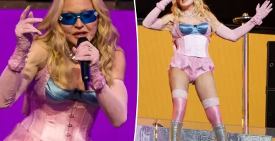 Madonna, 67, shocks in a tight pink corset during surprise concert in New York's Times Square