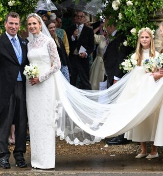 Harriet Sperling wore an Emilia Wickstead wedding dress to marry Peter Phillips