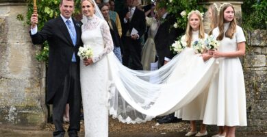 Harriet Sperling wore an Emilia Wickstead wedding dress to marry Peter Phillips