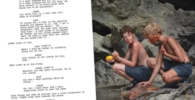 From left: Simon (Ike Talbut) and Jack (Lox Pratt) in Lord of the Flies.