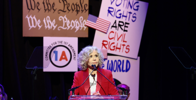 Jane Fonda Speaks Out Towards First Modification Violations at Rise Up Sing Out Occasion 13 Jane Fonda speaks onstage during the Committee for the First Amendment Concert on June 14, 2026 in New York City.
