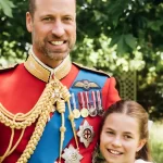 Prince William pictured outside his 'dad' service with Princess Charlotte to mark his 44th birthday