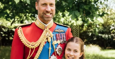 Prince William pictured outside his 'dad' service with Princess Charlotte to mark his 44th birthday