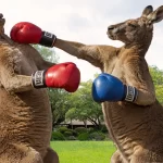 Kangaroos fight forever in the garden of men