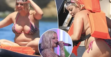 Bikini-clad Baby Rexha spotted enjoying a day on a yacht in Ibiza after 'Love Island' performance