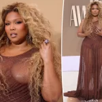 Lizzo Goes Daringly Naked in a Sheer Brown Dress for the BET Awards