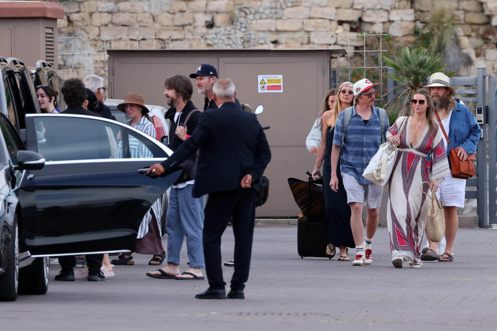 Chris Stapleton, Morgane Stapleton, Dave Cobb and Richard Collins attend Dua Lipa and Callum Turner's wedding weekend in Italy