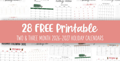 Printable Two And Three Month 2026 2027 Holiday Calendars Feature Image