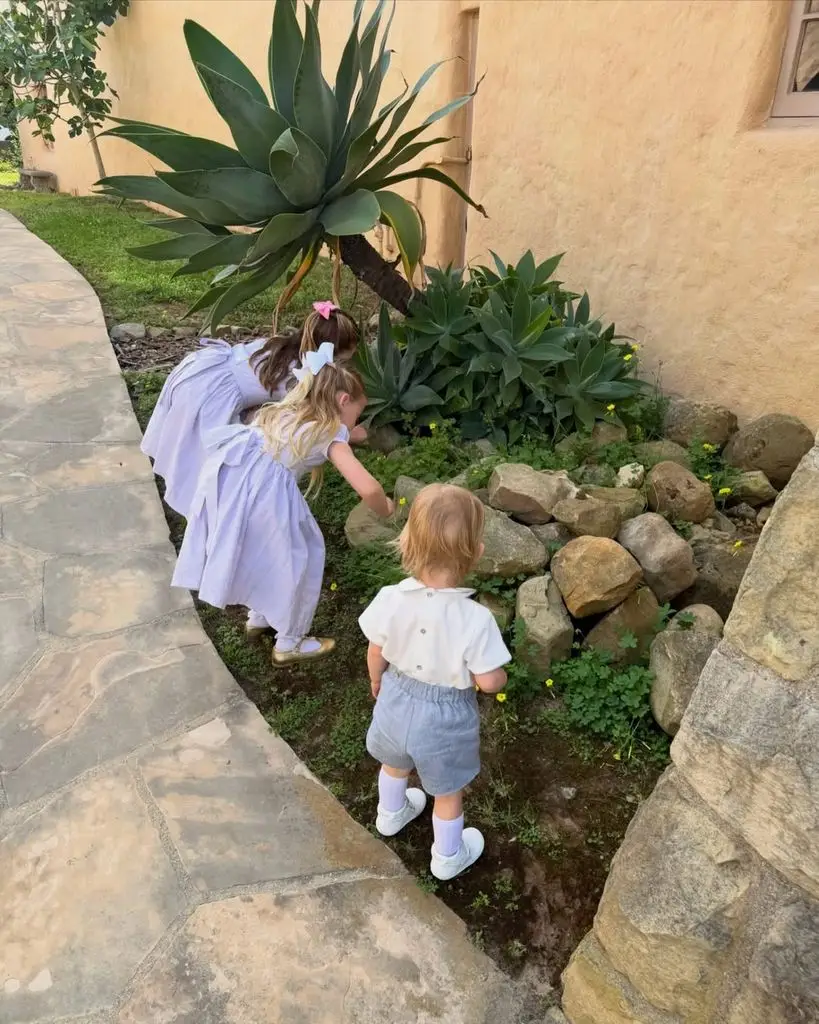 Katherine Schwarzenegger Shares First Indicators of Child Ford's Character With New Photographs 1 Photos shared by Katherine Schwarzenegger from Easter Sunday 2026 with her children Lyla, Eloise and Ford