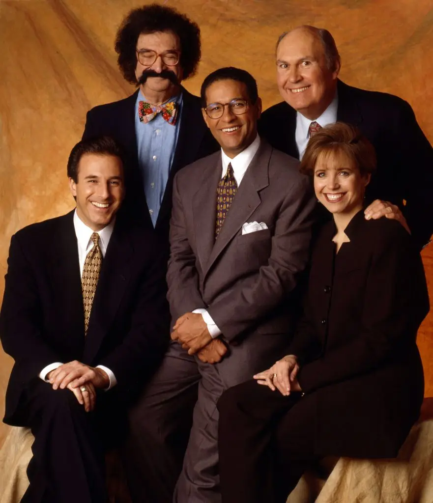 Former Right this moment present star dies at 100 after 4 many years on NBC 2 Cast portrait of NBC's Today show, New York, 1999. Pictured, from left, Matt Lauer, Gene Shalit, Bryant Gumbel, Willard Scott and Katie Couric.